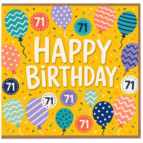 71st Birthday Card, Happy Birthday Balloon Design