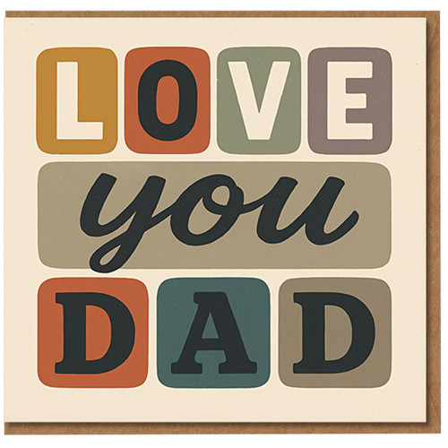 Love You Dad Card - Retro Typography Father’s Day or Birthday Card for Dad - Cute Vintage Style Greeting