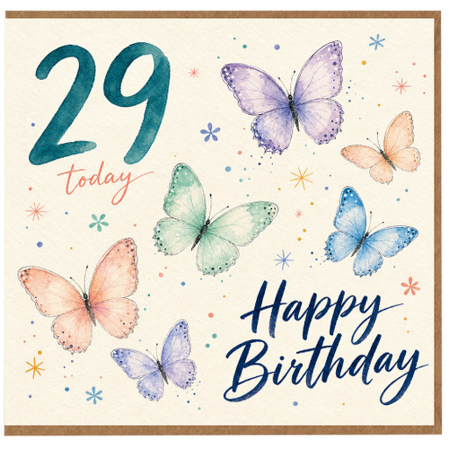 29th Birthday Card, Happy Birthday Today Butterfly Design