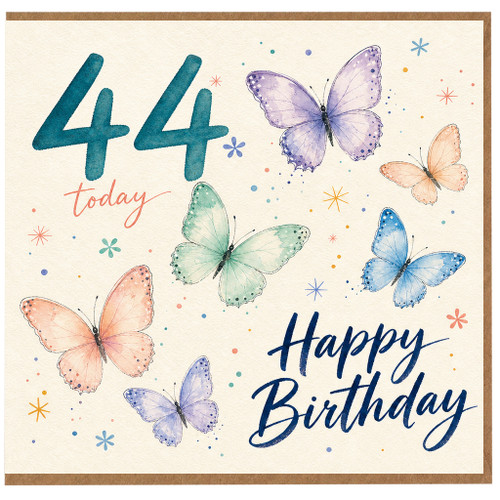 44th Birthday Card, Today Happy Birthday Butterfly Card