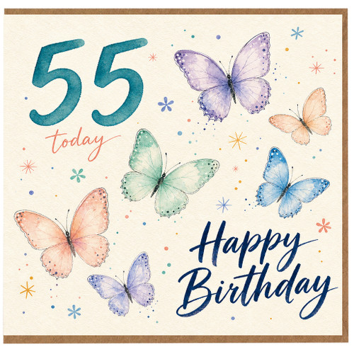 55th Birthday Card, Happy Birthday Today Butterflies Card