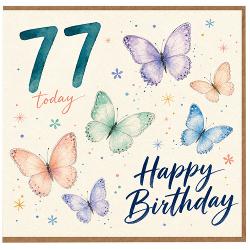 77th Birthday Card, Happy Birthday Butterfly Card for Today