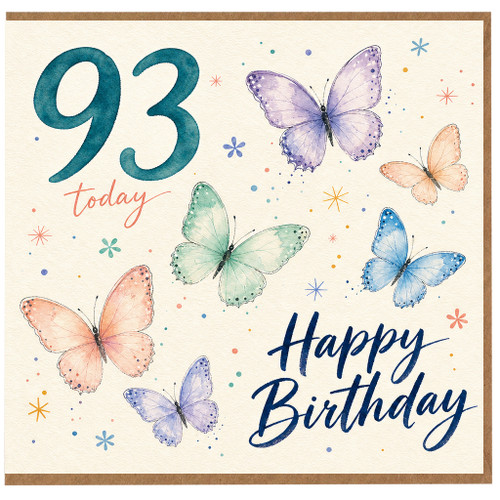 93rd Birthday Card, Happy Birthday Today Butterfly Design