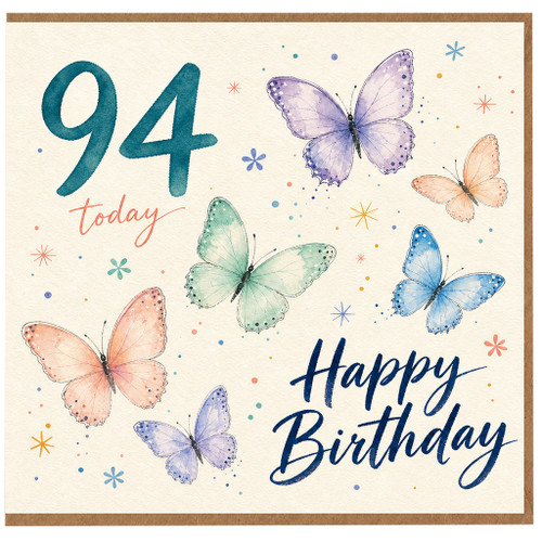 94th Birthday Card, Happy Birthday Butterflies Card