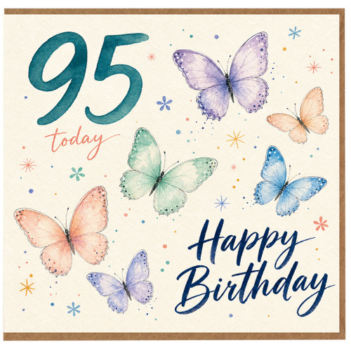 95th Birthday Card, Butterfly Happy Birthday Card