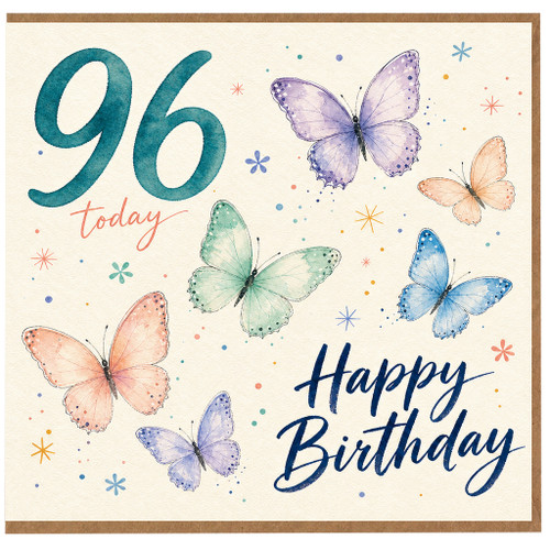 96th Birthday Card, Happy Birthday Butterflies