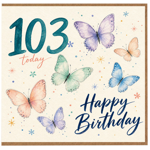 103rd Birthday Card, Happy Birthday Butterfly Design