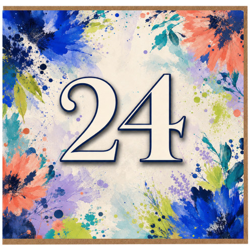 24th Birthday Card, Colourful Watercolour Floral Design