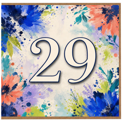 29th Birthday Card, Colourful Watercolor Floral Design