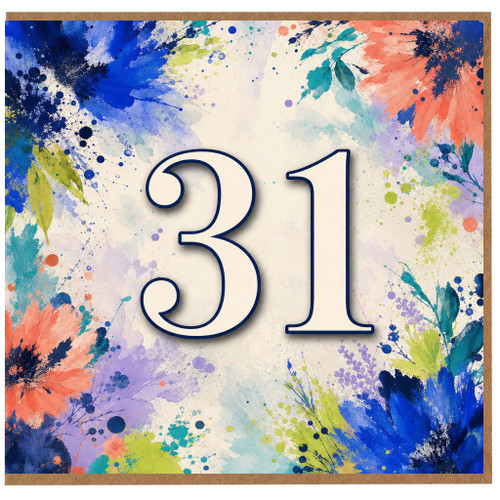 31st Birthday Card, Colourful Floral Watercolour Design