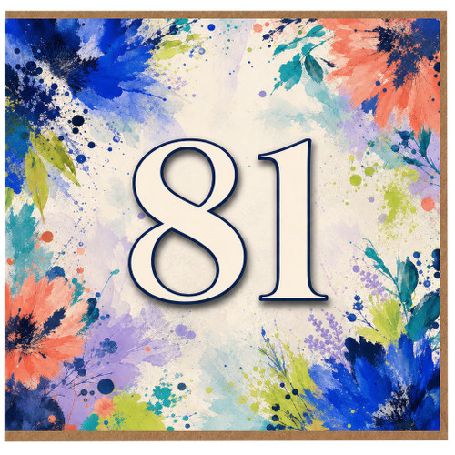 81st Birthday Card, Watercolor Floral Design