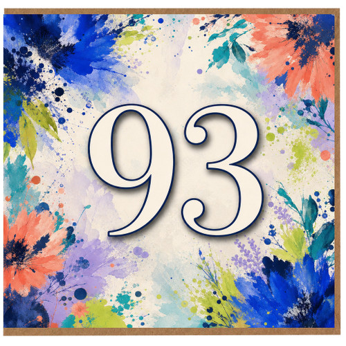 93rd Birthday Card, Floral Watercolour Age 93 Card