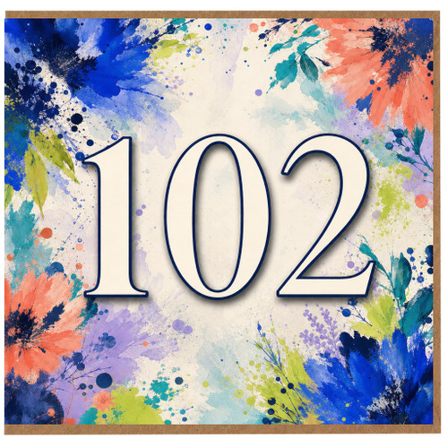 102nd Birthday Card, Colourful Floral Watercolor Design
