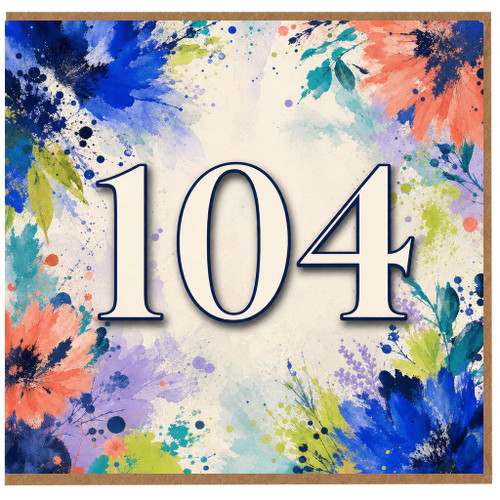 104th Birthday Card, Colourful Watercolor Floral Design