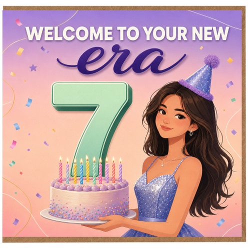 7th Birthday Card, Welcome to Your New Era