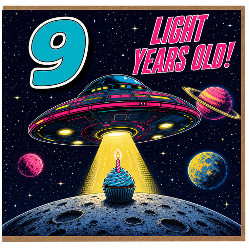 9th Birthday Card, Light Years Old Space Theme