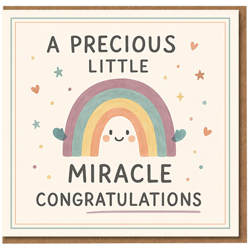 New Baby Congratulations Card - A Precious Little Miracle Rainbow Design, Cute Gender-Neutral Card for Mum and Dad