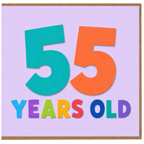 55th Birthday Card, 55 Years Old Colourful Number Design