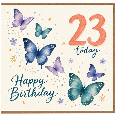 23rd Birthday Card, Happy Birthday Today Butterfly Card