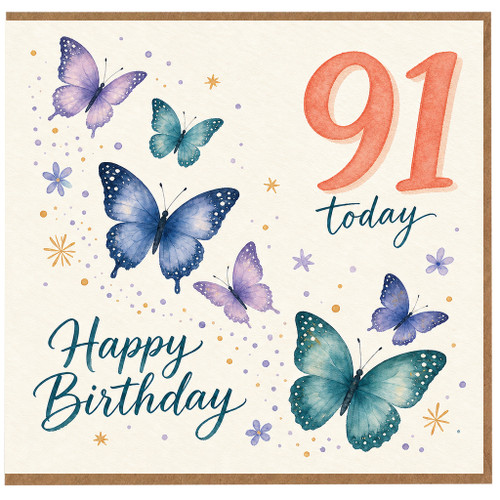 91st Birthday Card, Happy Birthday Today Butterfly Card