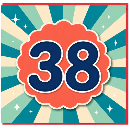 38th Birthday Card, Retro Number 38 Birthday Card