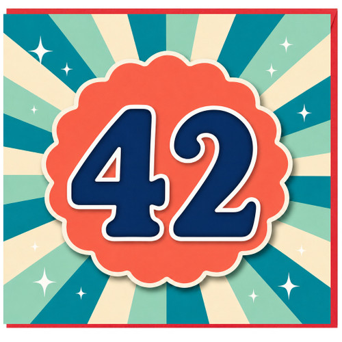 42nd Birthday Card, Retro Style 42 Birthday Card