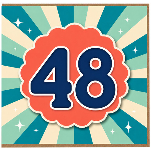 48th Birthday Card, Retro 48 Birthday Card
