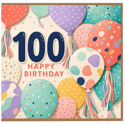 100th Birthday Card, Happy Birthday Balloon Design