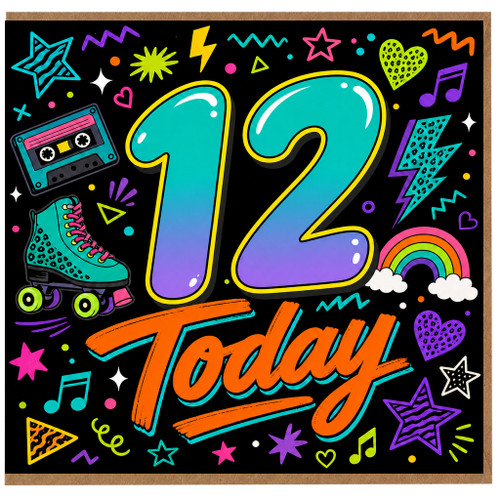 12th Birthday Card, 12 Today Party Card
