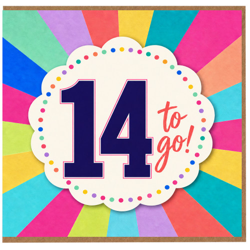 14th Birthday Card, To Go! Rainbow Burst Design