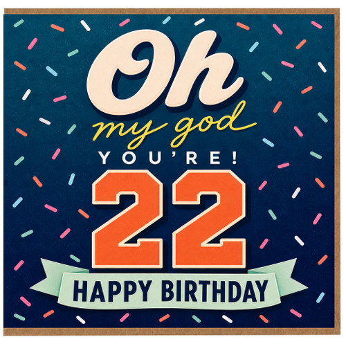 22nd Birthday Card, Funny Happy Birthday Card