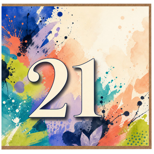 21st Birthday Card, Colourful Abstract Number 21 Card
