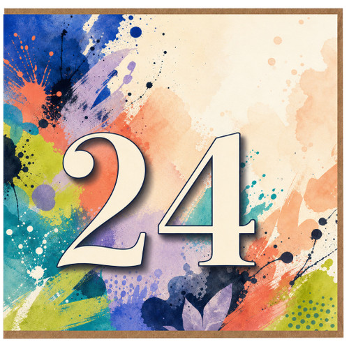 24th Birthday Card, Colourful Abstract Number 24 Card