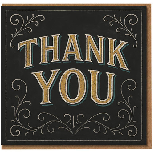 Thank You Card - Elegant Chalkboard Style Typography - Appreciation & Gratitude Greeting Card for Friend, Colleague or Teacher - Premium with Envelope