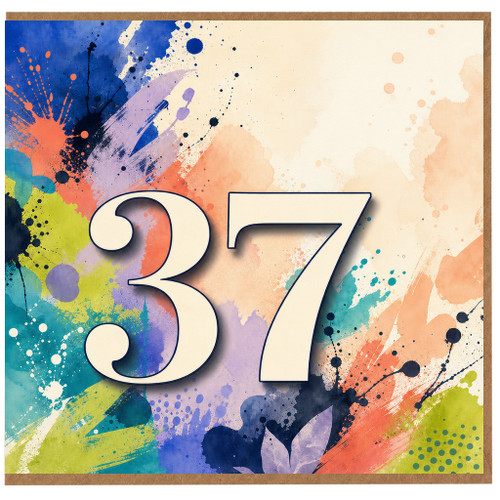 37th Birthday Card, Colourful Abstract Number 37 Design