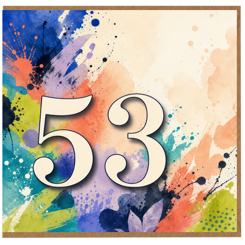 53rd Birthday Card, Bold Colourful Abstract Number 53 Card