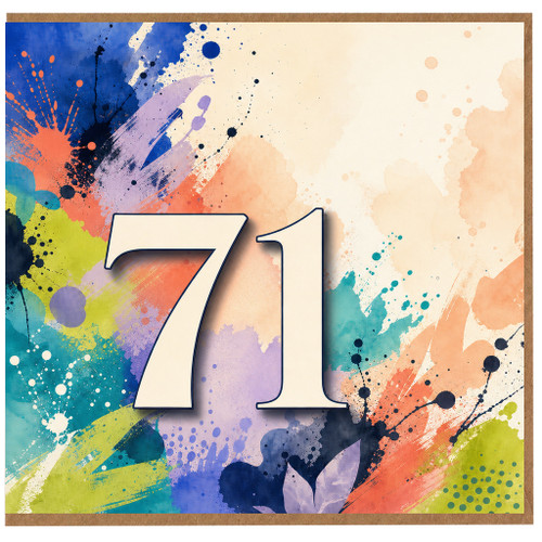 71st Birthday Card, Colourful Abstract Number 71 Card