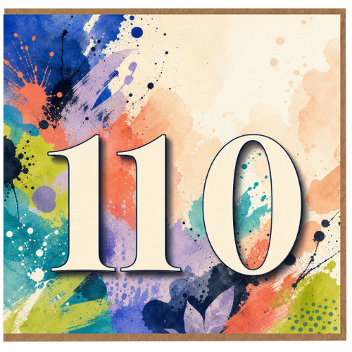 110th Birthday Card, Colourful Abstract Paint Splash Design