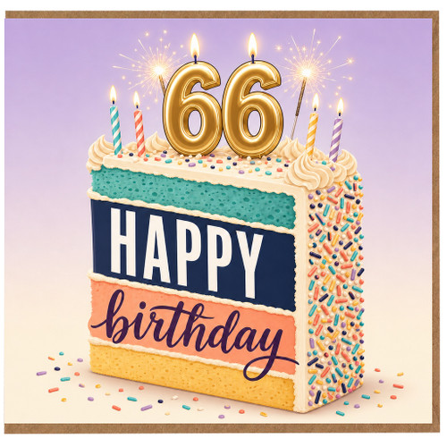 66th Birthday Card, Happy Birthday Cake Card