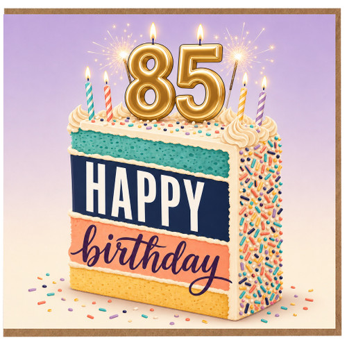 85th Birthday Card, Happy Birthday Cake Design Card
