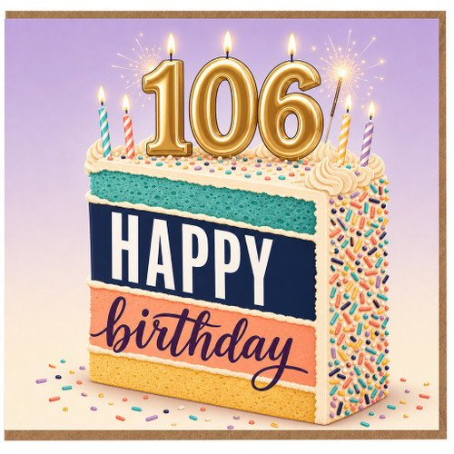 106th Birthday Card, Happy Birthday Cake Design Card