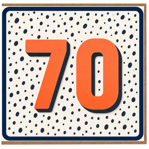 70th Birthday Card, Bold Orange Number 70 Design