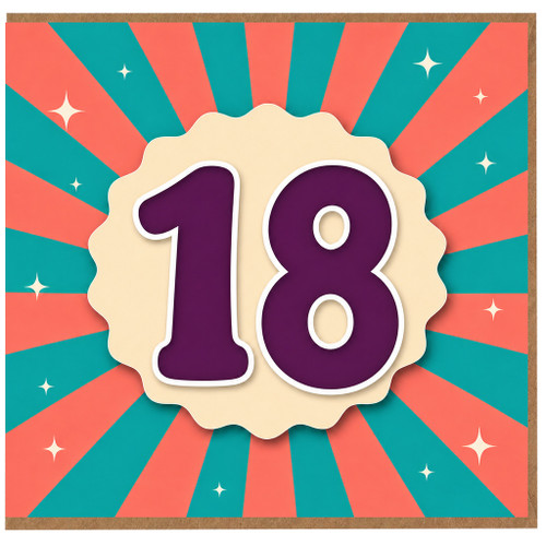 18th Birthday Card, Retro Style Age 18 Celebration Card