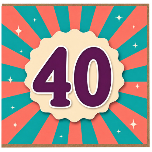 40th Birthday Card, Retro Style 40 Birthday Card