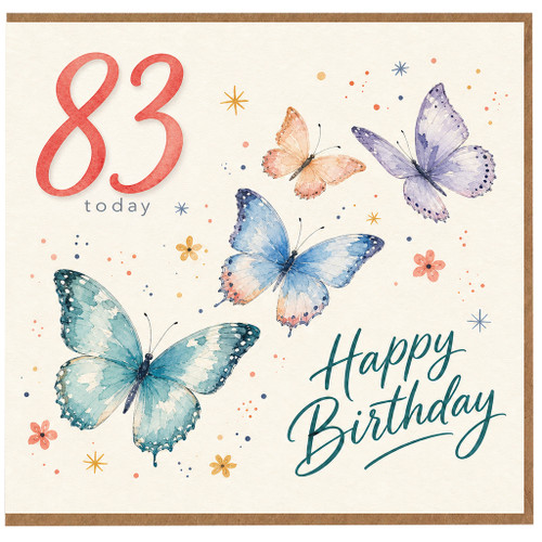 83rd Birthday Card, Butterflies Happy Birthday Card