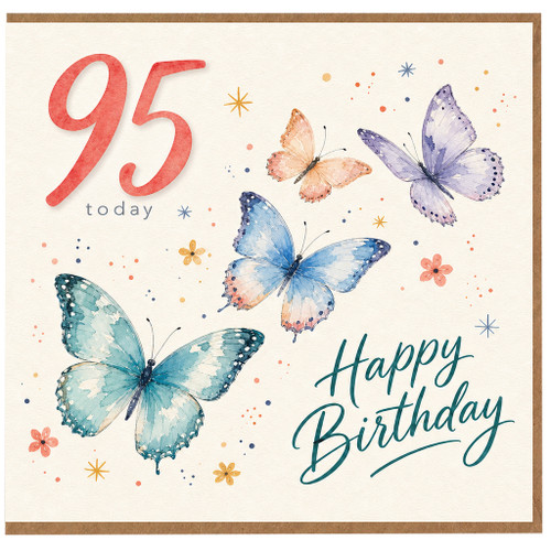 95th Birthday Card, Happy Birthday Card with Butterflies