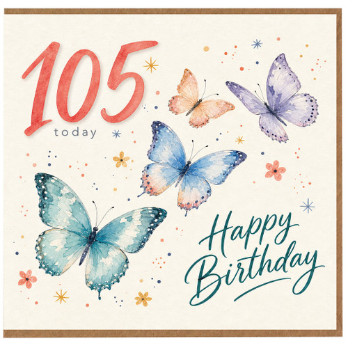 105th Birthday Card, Happy Birthday Butterfly Card
