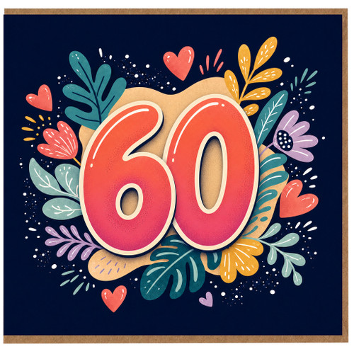 60th Birthday Card, Colourful Floral Celebration Design
