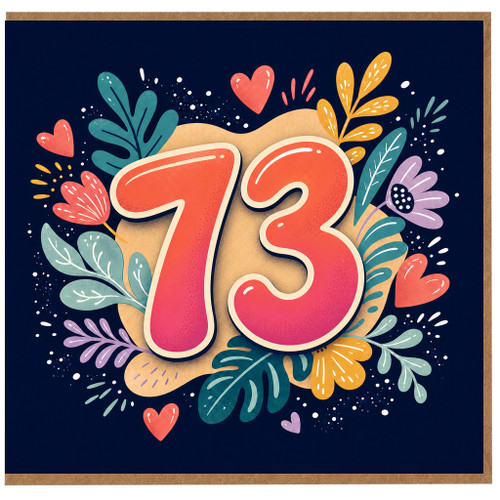 73rd Birthday Card, Floral Heart Design Birthday Card