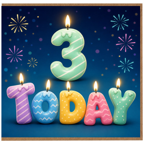 3rd Birthday Card, Third Today Candle Design